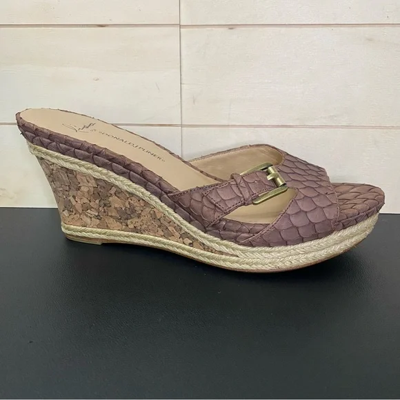 Donald Pliner Lisa Wedge Sandals Women's Size 7.5 Shoes Snakeskin Espadrille - Picture 1 of 11